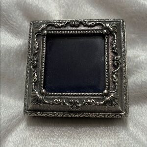 Elegant pewter Home photo box, picture frame and pin.